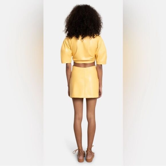 NWT ALC Yellow Faux Leather Cutout Mini Dress Size 0 - Picture 5 of 16